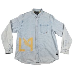 The Wild Collective LAFC Denim Button-Down Long Sleeve Men's Shirt 2xl Blue